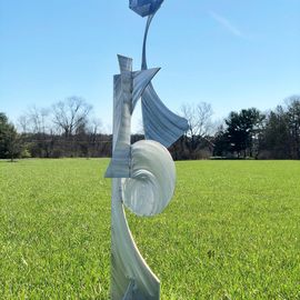 Mac Worthington: 'waiting', 2021 Aluminum Sculpture, Abstract. Artist Description: Welded aluminum with a machine brush finish.Available. Signed   dated. Certificate of Authenticity.Delivery, hanging   shipping availableStudio: 5935 Houseman Rd, historic Ostrander, Ohio.For further information on this piece or to discuss a custom design please call 614 | 582 | 6788 or email: macwartist aol. com...