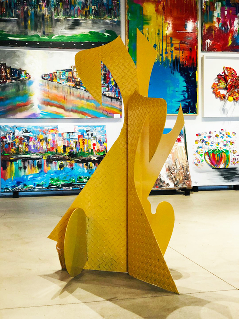 Artist Mac Worthington. 'Yellow Shadows' Artwork Image, Created in 2020, Original Sculpture Stone. #art #artist