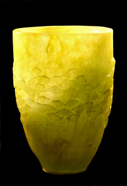 Artist Magd Abdel Rahman. 'Pate De Verre Yellow Vase' Artwork Image, Created in 2011, Original Sculpture Glass. #art #artist