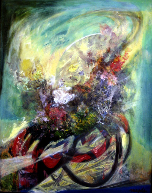 Magda Santiago  'Flora Yo', created in 2004, Original Painting Oil.