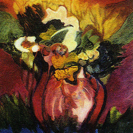 Magda Santiago: 'Flores del Campo', 1994 Oil Painting, Botanical. 