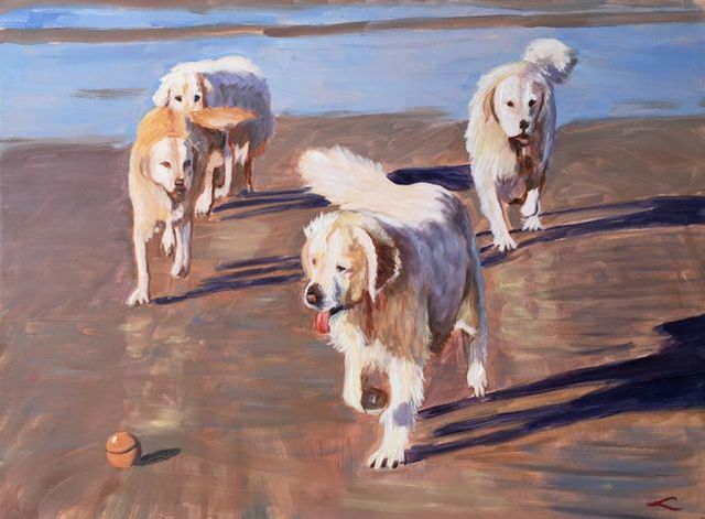 Artist Maka Magnolia. 'Dogs' Artwork Image, Created in 2021, Original Painting Oil. #art #artist