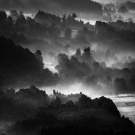 Jaromir Hron: 'Layers', 2010 Black and White Photograph, Landscape. Artist Description:  mountains, forest, summer, landscape, monochrome, b& w   ...