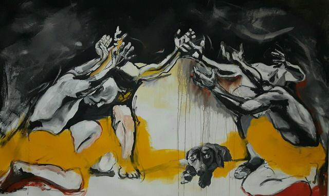 Artist Mahjoob Zohourian. 'We Love Eating Dogs' Artwork Image, Created in 2017, Original Painting Acrylic. #art #artist