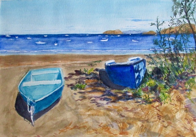Artist Mary Jean Mailloux. 'Beached' Artwork Image, Created in 2020, Original Drawing Gouache. #art #artist