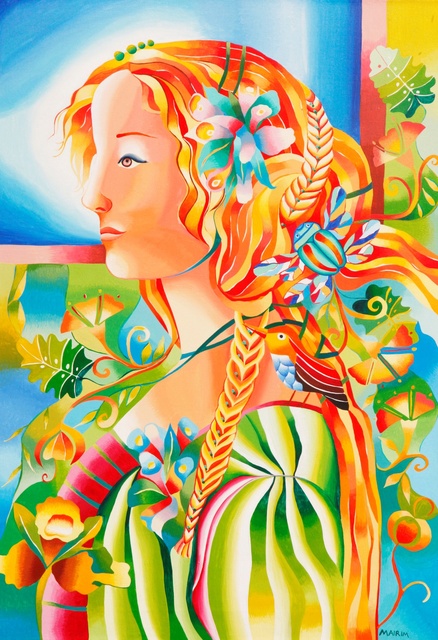 Mairim Perez Roca  'The Saleswoman Of Flowers', created in 2018, Original Painting Acrylic.