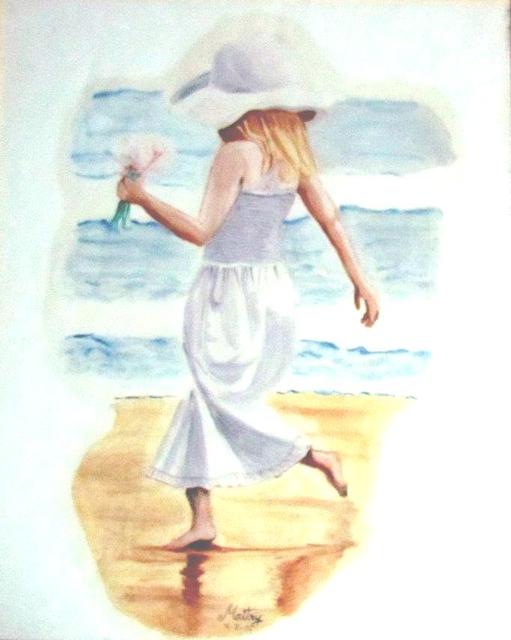 Artist Maitrry P Shah. 'Walk At The Seashore' Artwork Image, Created in 2011, Original Drawing Other. #art #artist