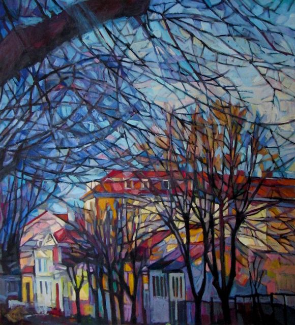 Maja Djokic Mihajlovic  'Autumnal Cityscape', created in 2013, Original Pastel.