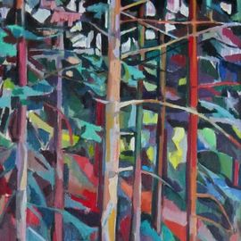 Maja Djokic Mihajlovic: 'forest', 2000 Oil Painting, Botanical. Artist Description: green, forest, wood, plant, botanical, summecolors, oil, canvas, nature...