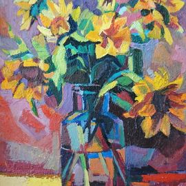 Maja Djokic Mihajlovic: 'narcissuses', 2017 Oil Painting, Floral. Artist Description: floral, flowers, still life, yellow, ...