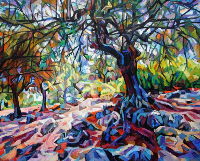Artist Maja Djokic Mihajlovic. 'Oil Trees' Artwork Image, Created in 2018, Original Pastel. #art #artist