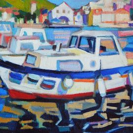 Maja Djokic Mihajlovic: 'old boat', 2018 Oil Painting, Boating. Artist Description: Oil painting on CanvasOne of a kind artworkSize: 30 x 20 x 2 cm  unframed    30 x 20 cm  actual image size Signed on the frontStyle: Expressive and gesturalSubject: Transportation and maps...