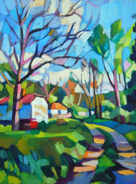 Maja Djokic Mihajlovic  'Village Landscape', created in 2018, Original Pastel.
