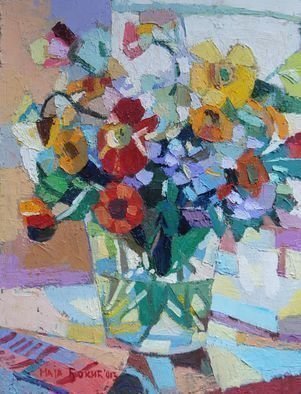 Maja Djokic Mihajlovic: 'white summer flowers', 2013 Oil Painting, Floral. WHITE, SUMMER, FLOWERS, FLORAL COMPOSITION...