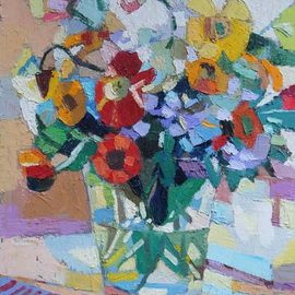 Maja Djokic Mihajlovic: 'white summer flowers', 2013 Oil Painting, Floral. Artist Description: WHITE, SUMMER, FLOWERS, FLORAL COMPOSITION...