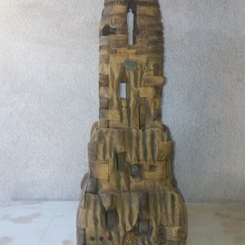 Svetozar Dzhonev: 'the tample of the holy fields', 2017 Wood Sculpture, Abstract Figurative. 
