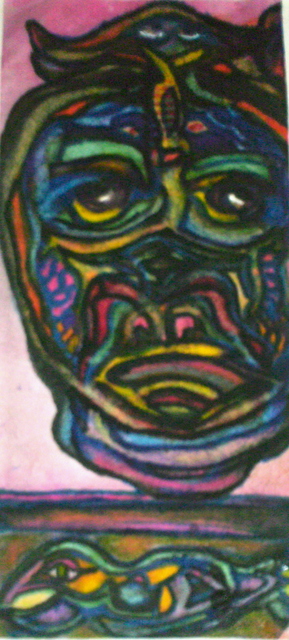 B Malke  'Mask 1', created in 2009, Original Painting Ink.