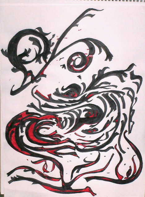 B Malke  'Dire Dialog', created in 2009, Original Painting Ink.