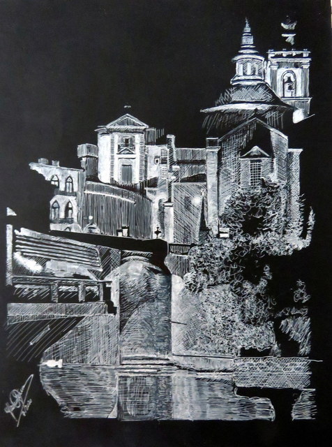 Manuel Silva  'Amarante Convent S Goncalo', created in 2021, Original Drawing Ink.