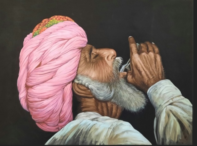 Manish Vaishnav  'Indian Turban Men', created in 2021, Original Watercolor.
