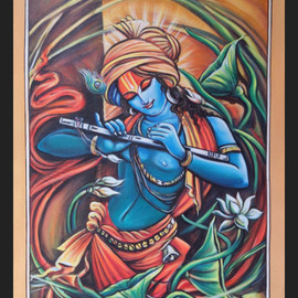 Manish Vaishnav: 'krishnaradha painting', 2021 Acrylic Painting, Religious. Artist Description:   THIS IS BEAUTIFUL LORD KRISHNA PAINTING MADE ON CANVAS   SIZE: HIGHT: 28 inches   WIDTH: 19 inches  Beautifully hand painted on canvas with acrylic colorsKrishna painting on canvas with acrylic colors. beautifully hand painted modern art painting for wall decoration. . . This is my original concept and creation. handcrafted ...