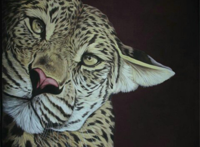 Manish Vaishnav  'Leopard Painting', created in 2020, Original Watercolor.