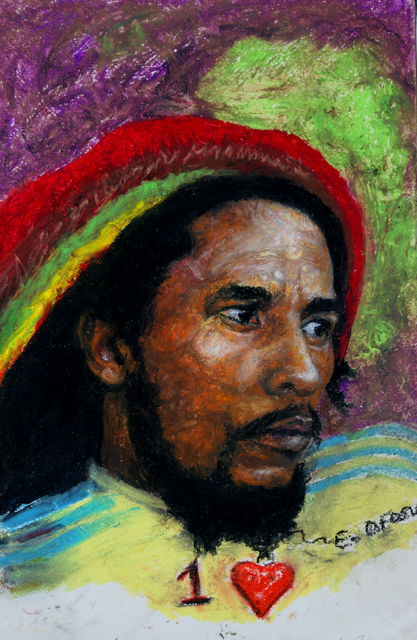 Edward Ofosu  'Bob Marley', created in 2010, Original Pastel Oil.