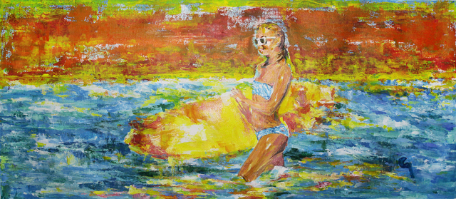 Artist Marat Cherny. 'Sunset And Surfing' Artwork Image, Created in 2018, Original Collage. #art #artist