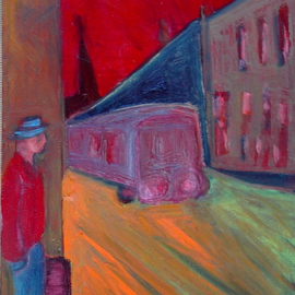 Marc Awodey: 'college st  bus', 2006 Other Painting, Cityscape. 