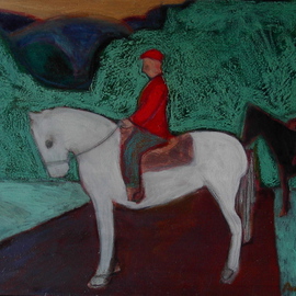 Marc Awodey: 'horseback riding', 2005 Other Painting, Equine. 