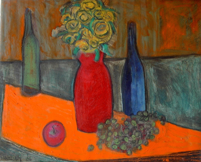 Marc Awodey  'Orange And Green Still Life', created in 2006, Original Painting Oil.