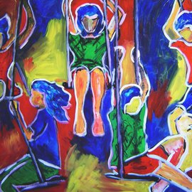 Marcia Pinho: 'Kids', 2005 Acrylic Painting, Abstract Figurative. Artist Description:     Expressionism, figurative, painting, acrylic and ink, canvas                                                ...