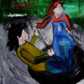 Marcia Pinho: 'Kids', 2006 Acrylic Painting, Abstract Figurative. Artist Description:      Private Collector in USA Expressionism, figurative, painting, acrylic and ink, canvas                                                        ...