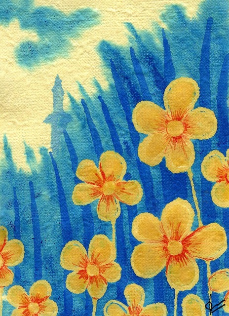 Artist Setyo Mardiyantoro. 'Yellow Flowers 2' Artwork Image, Created in 2011, Original Drawing Other. #art #artist