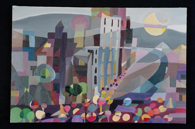 Maren Tober  'American Landscape Black Out New York City 2003', created in 2004, Original Painting Oil.