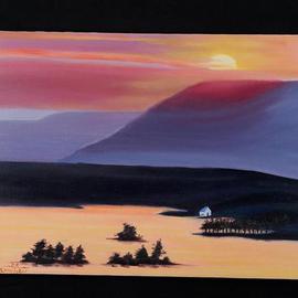 Maren Tober: 'American Landscape Lake Winnepasaukee', 2003 Oil Painting, Landscape. Artist Description:   landscape, sky, seascape, sunscape, maren tober, paintings, original artwork  ...