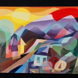 Maren Tober: 'German Landscape The Alps', 2003 Oil Painting, Landscape. Artist Description:  landscape, sky, seascape, sunscape, maren tober, paintings, original artwork, cubist, cubism      ...