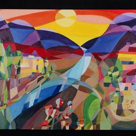 Maren Tober: 'German Landscape The Alps Outdoor Activities', 2004 Oil Painting, Landscape. Artist Description:   landscape, sky, seascape, sunscape, maren tober, paintings, original artwork, cubist, cubism       ...