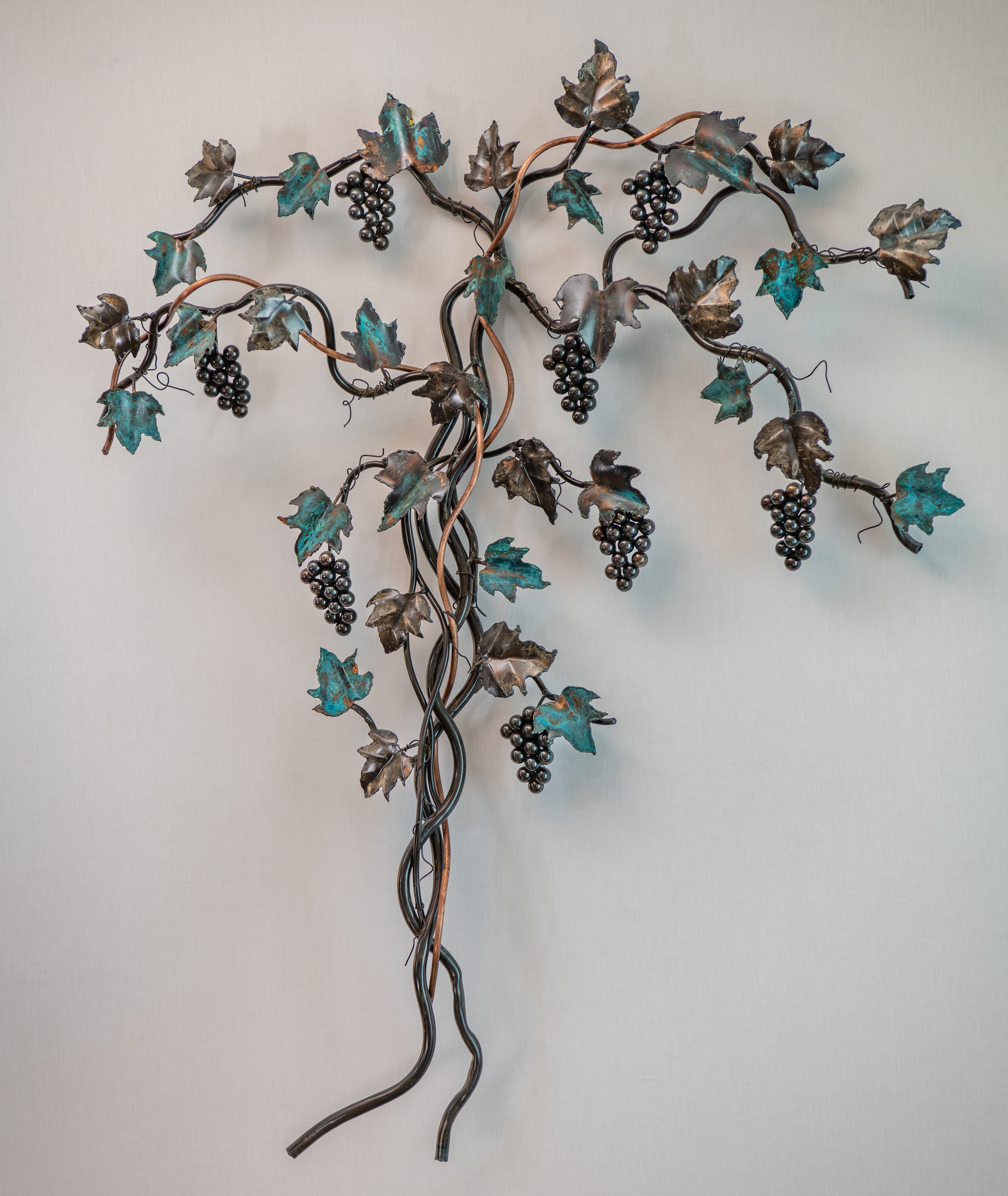 Stephen Maresco: 'grape vine tree', 2020 Steel Sculpture, Nature. Steel and Copper, hand cut and ground leaves and patina finishes...
