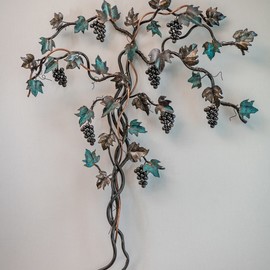 Stephen Maresco: 'grape vine tree', 2020 Steel Sculpture, Nature. Artist Description: Steel and Copper, hand cut and ground leaves and patina finishes...