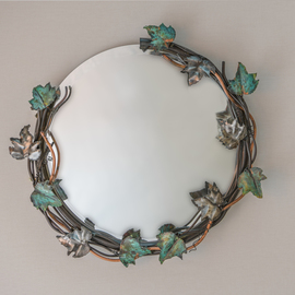 steel copper round vine mirror By Stephen Maresco