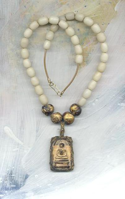 Margaret Stone  'Golden Buddha W Prayer Beads', created in 2004, Original Painting Oil.