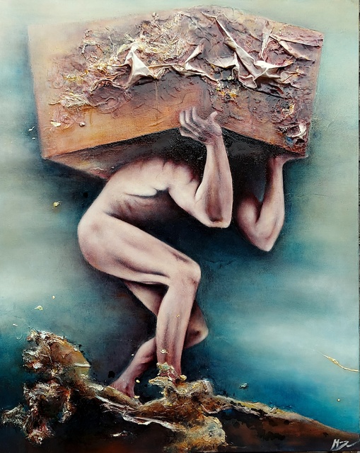 Marian Dumitrascu  'Weight', created in 2020, Original Painting Oil.