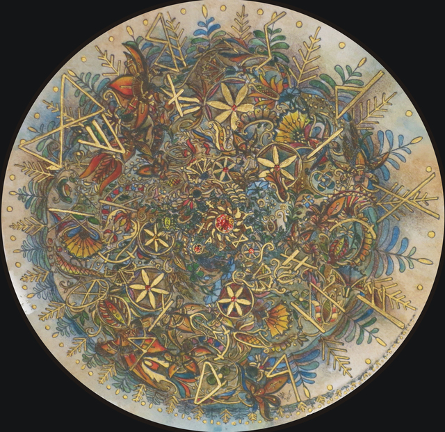 Venczak Marianna  'Mandala For Love And Peace Hunagram ', created in 2015, Original Watercolor.