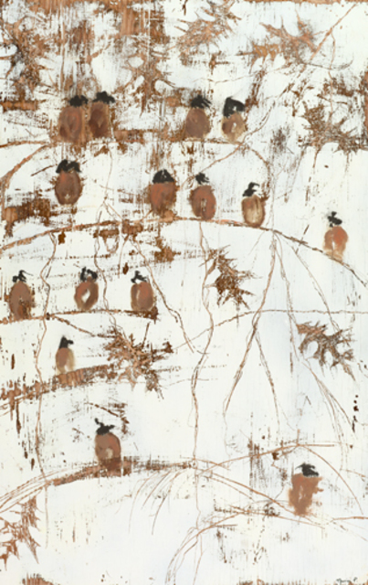 Maria Parenteau  'Winter Sparrows', created in 2008, Original Painting Acrylic.