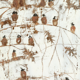 Maria Parenteau: 'Winter Sparrows', 2008 Acrylic Painting, Birds. 