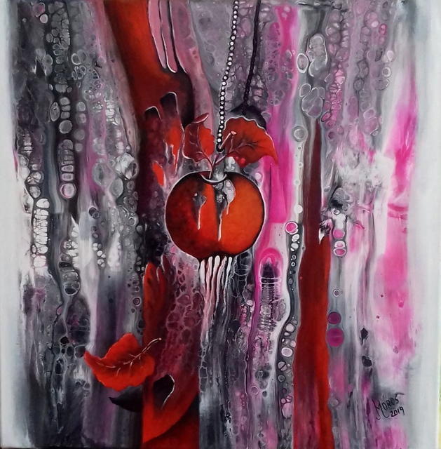 Artist Mariana  Oros. 'The Red Apple' Artwork Image, Created in 2019, Original Painting Oil. #art #artist