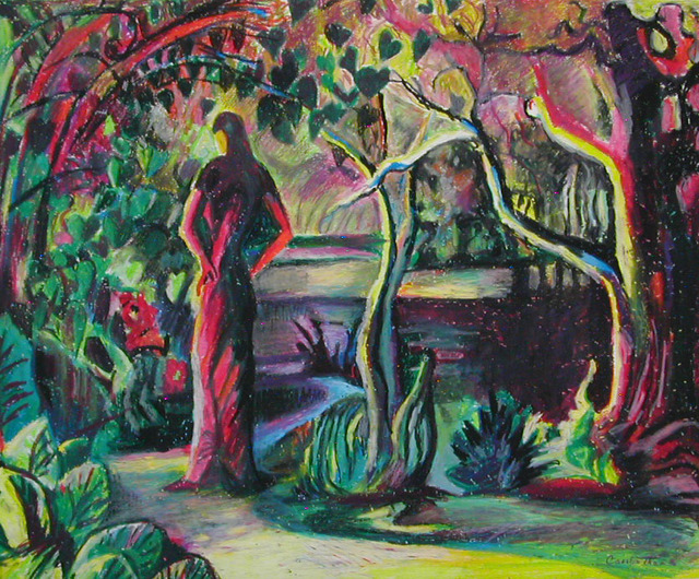 Artist Carolyn Alston Thomas. 'Garden Walk' Artwork Image, Created in 2002, Original Painting Acrylic. #art #artist