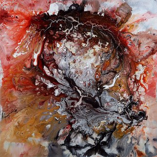 C. Mari Pack: 'Depth or Surface', 2015 Acrylic Painting, Abstract.  Original poured large scale poured acrylic painting. Deep earth tones, black, white, tan, crimson. ...