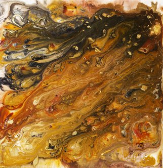 C. Mari Pack: 'Psychological Adaptation', 2014 Acrylic Painting, Abstract.   Original poured acrylic painting. Deep earth tones, black, white, tan, gold and bronze. It is coated with an acrylic medium giving the piece a surf board finish similar to resin. All materials used are archival.  ...